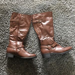 Brown Faux Leather Boots